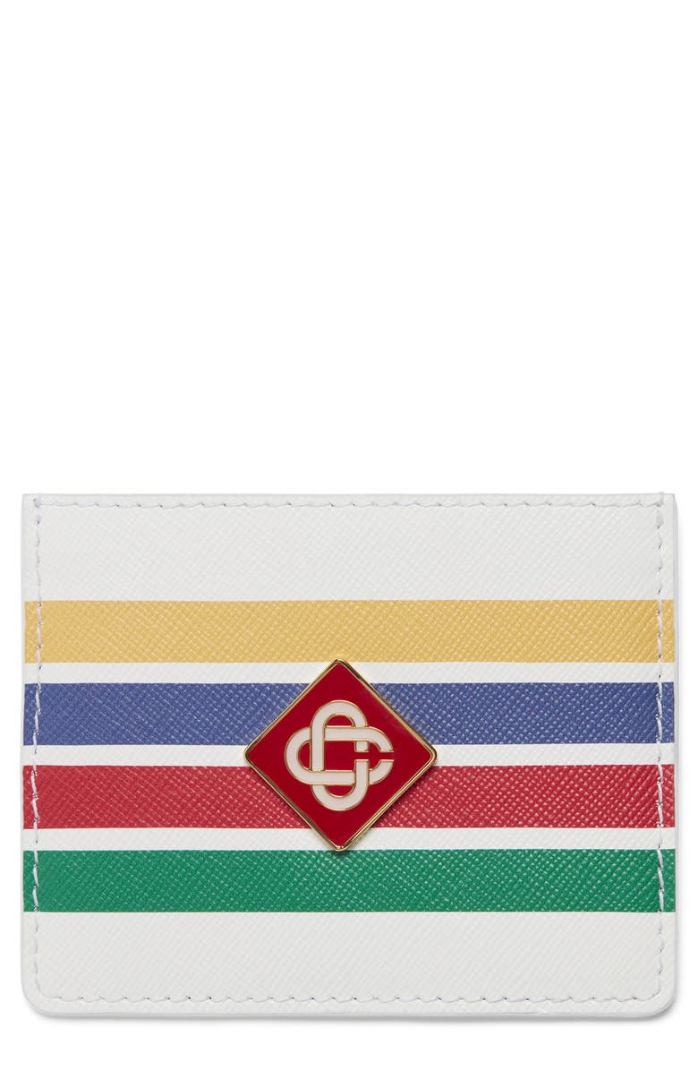 Casablanca Stripe Leather Card Holder, Main, color,