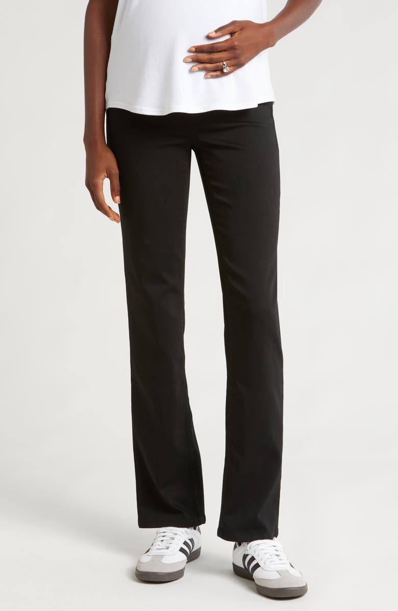 1822 Denim Bellyband Better Butter Slim Straight Leg Maternity Jeans, Main, color, Black