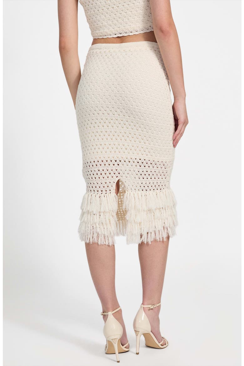 Luca Fringe Hem Open Stitch Midi Skirt, Alternate, color, DOVE WHITE