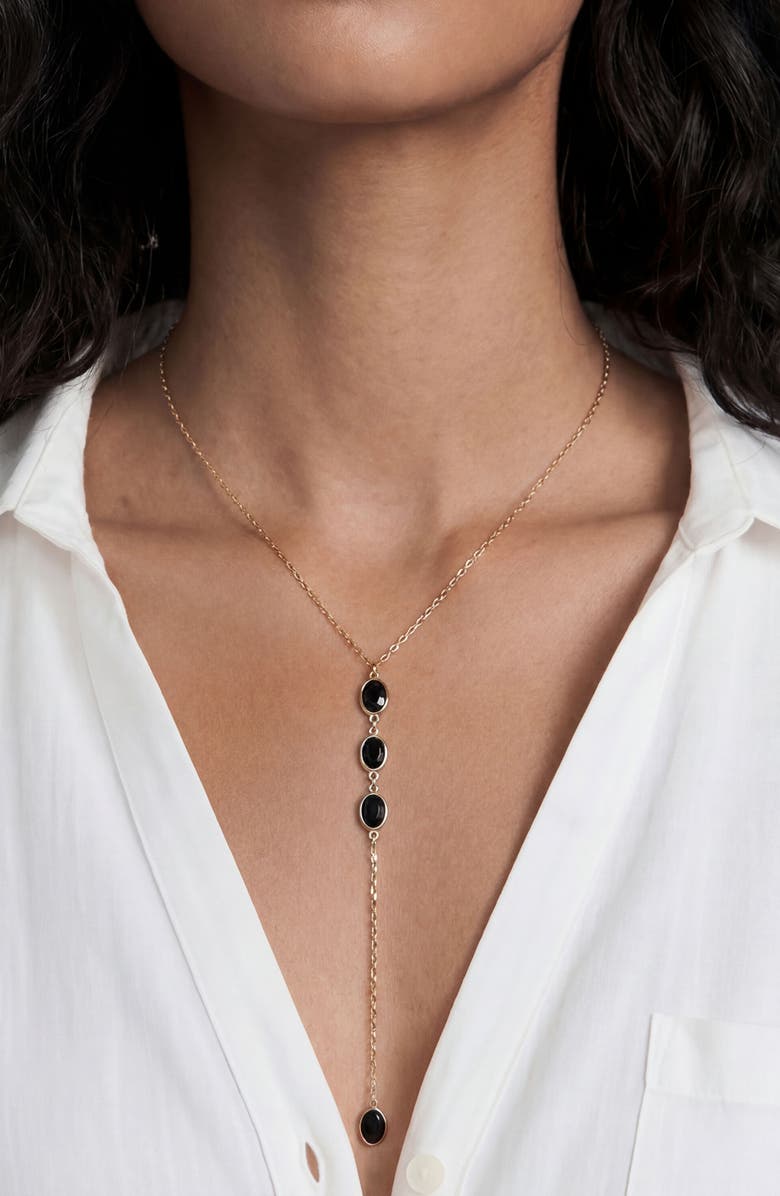 Ettika Sparkle Dip Y-Necklace, Alternate, color, Black