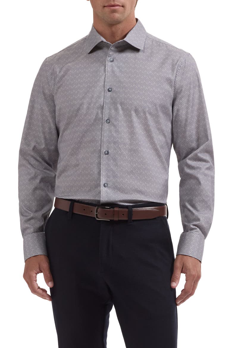 Alvin Shaped Fit Cotton Shirt, Main, color, STEEL