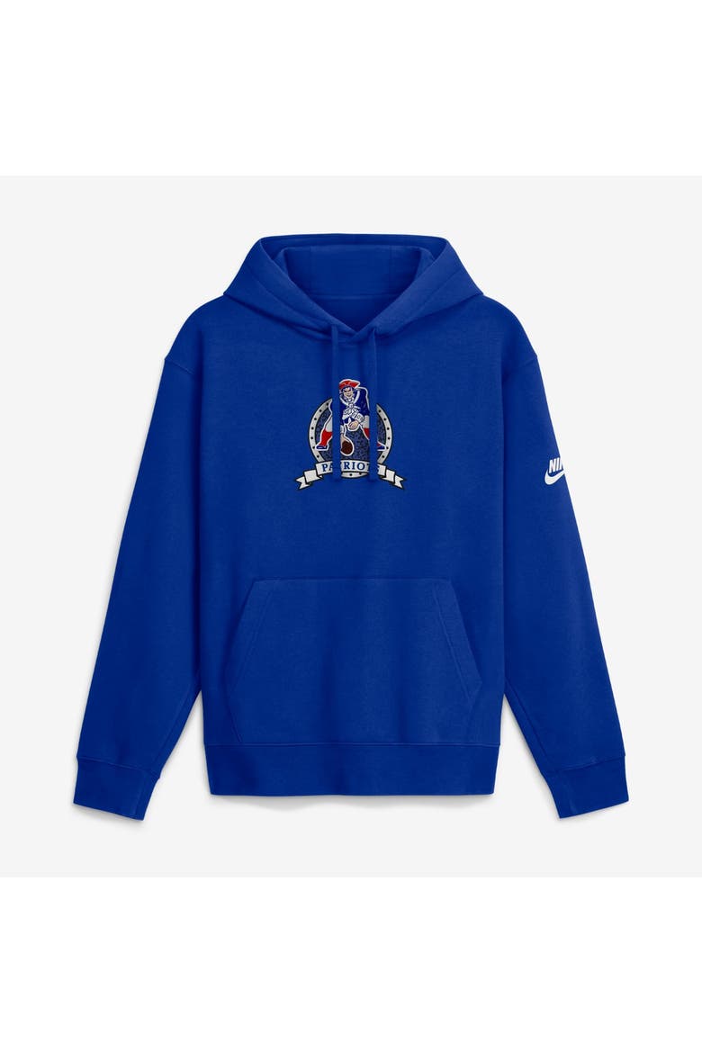 Men's Nike  Royal New England Patriots Short Pass Rewind Club Fleece Hoodie, Main, color, Royal