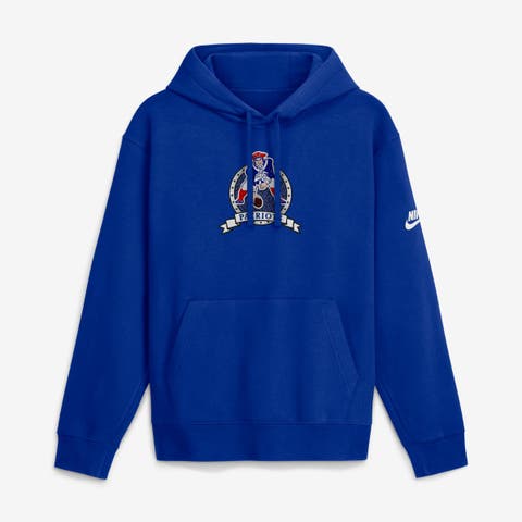 Men's Nike  Royal New England Patriots Short Pass Rewind Club Fleece Hoodie