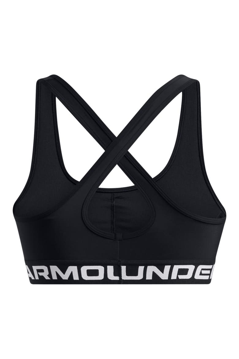 Armour Crossback Medium Impact Sports Bra, Alternate, color, BLACK