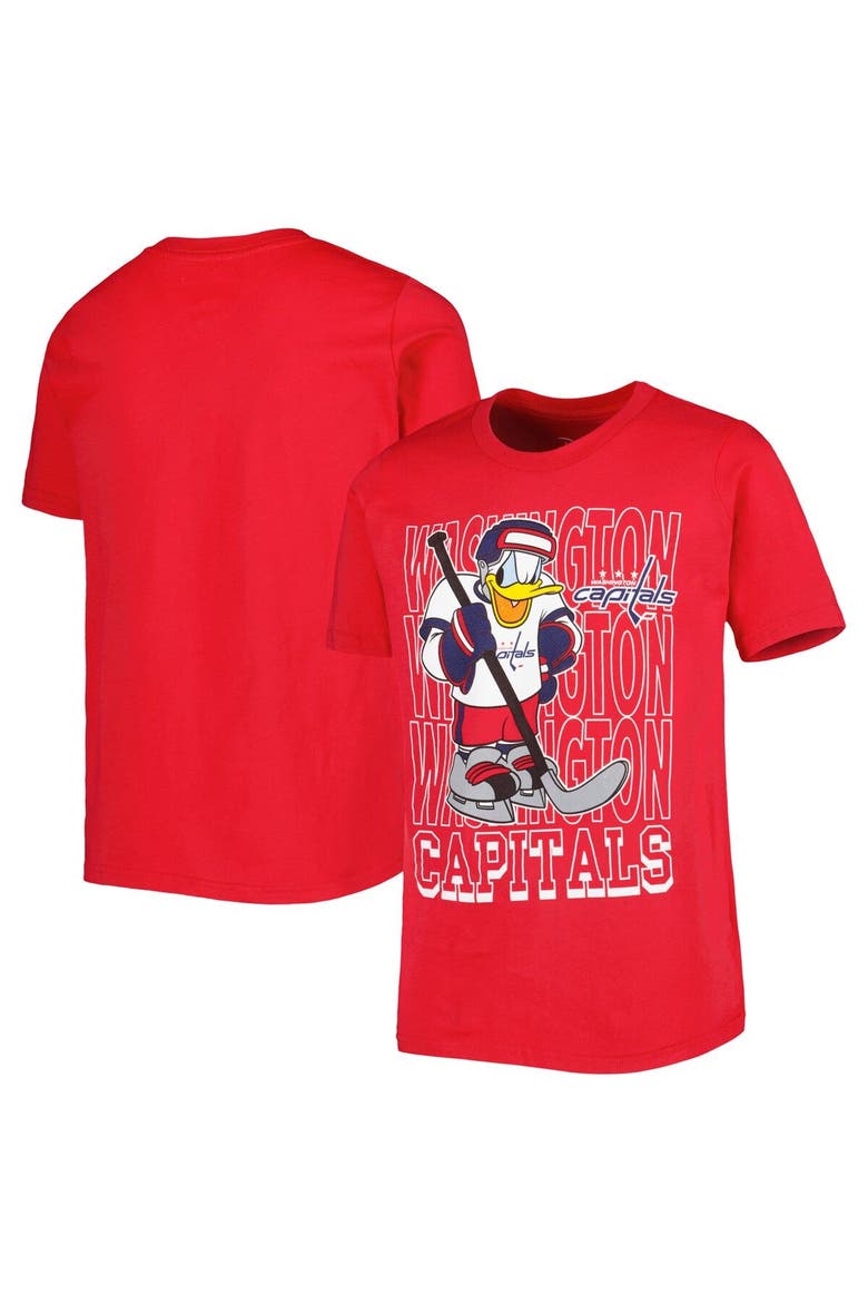 Youth Red Washington Capitals Disney Donald Duck Three-Peat T-Shirt, Main, color, Red