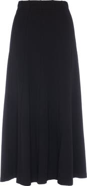 Unclear Cotton Rib Covered Elastic Waistband Midi Panel Skirt