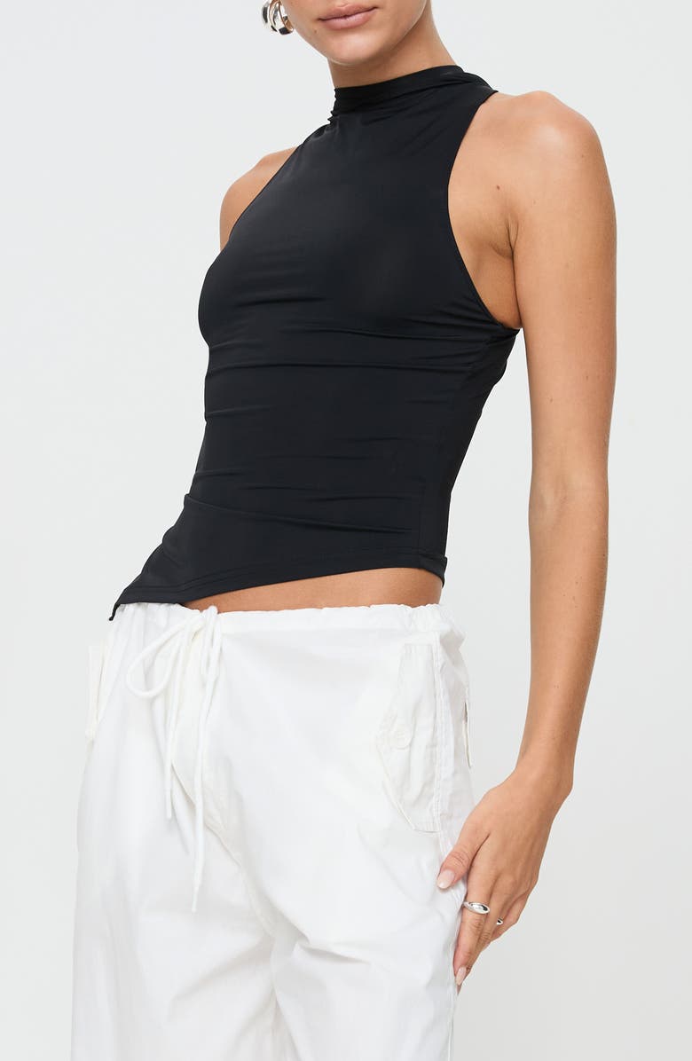 Princess Polly Till Next Time Twist Back Asymmetric Tank Top, Alternate, color, Black