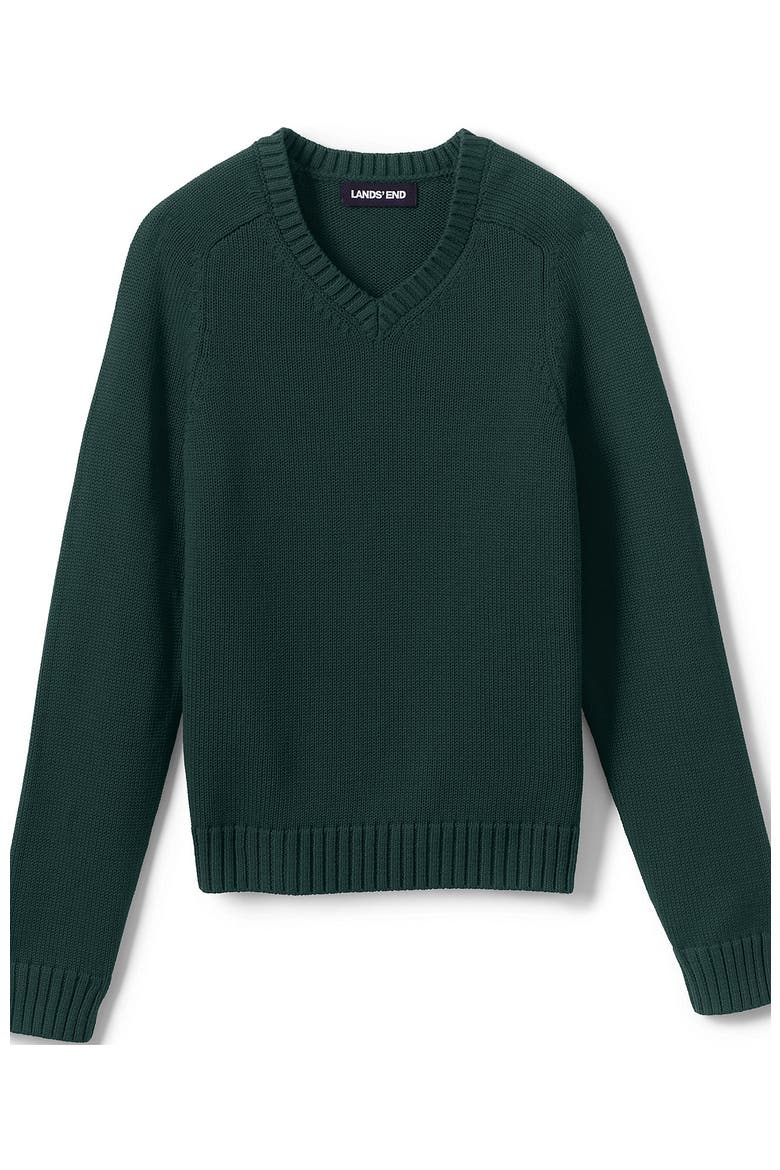 School Uniform Kids Cotton Modal V-neck Sweater, Main, color, Evergreen