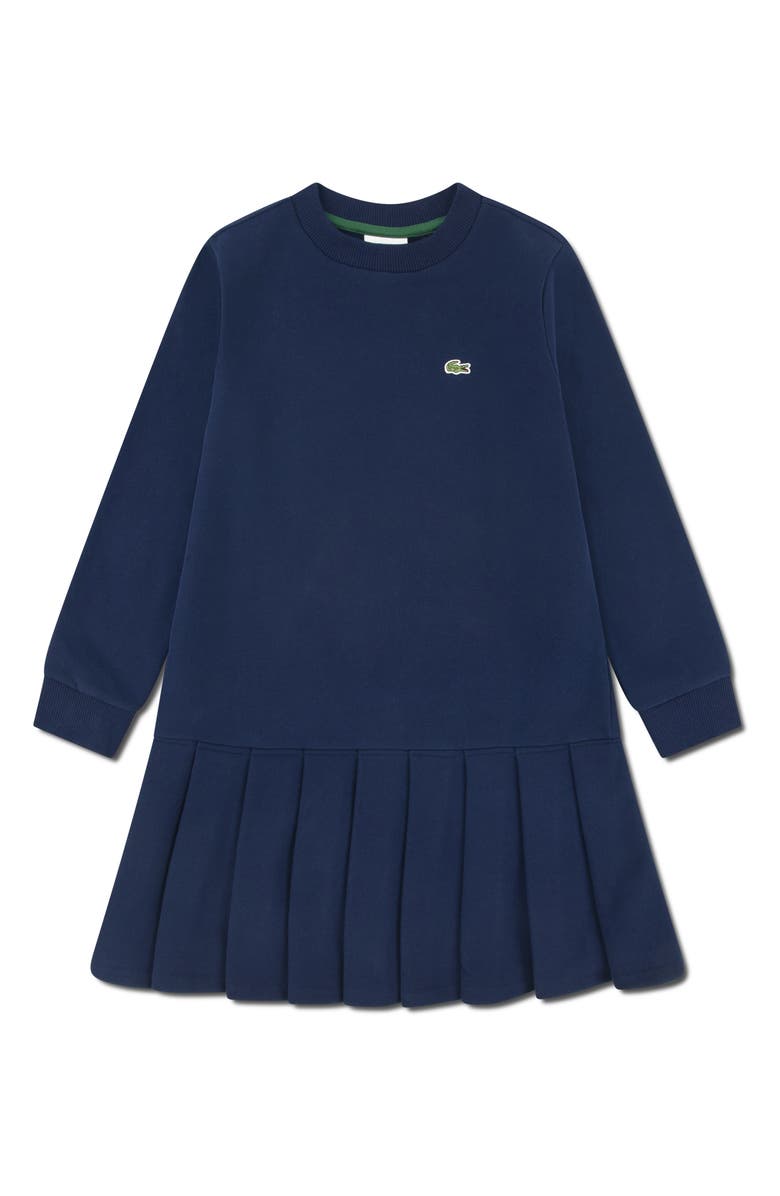 Lacoste Kids
 Long Sleeve French Terry Dress, Main, color, Marine