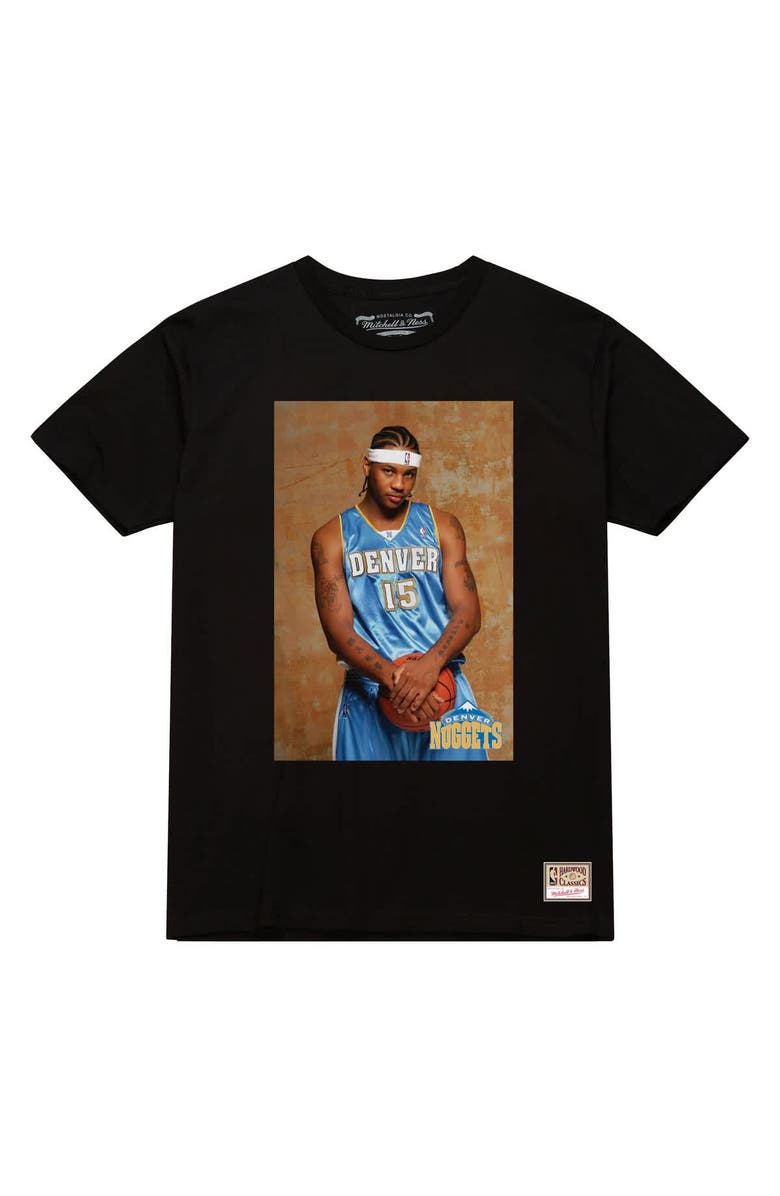 Mitchell & Ness Men's Carmelo Anthony Black Denver Nuggets Rookie Photo Name & Number T-Shirt, Alternate, color, Black