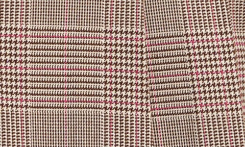 Isaac Mizrahi New York Pleated High Waist Plaid Striaght Leg Pants In Brown