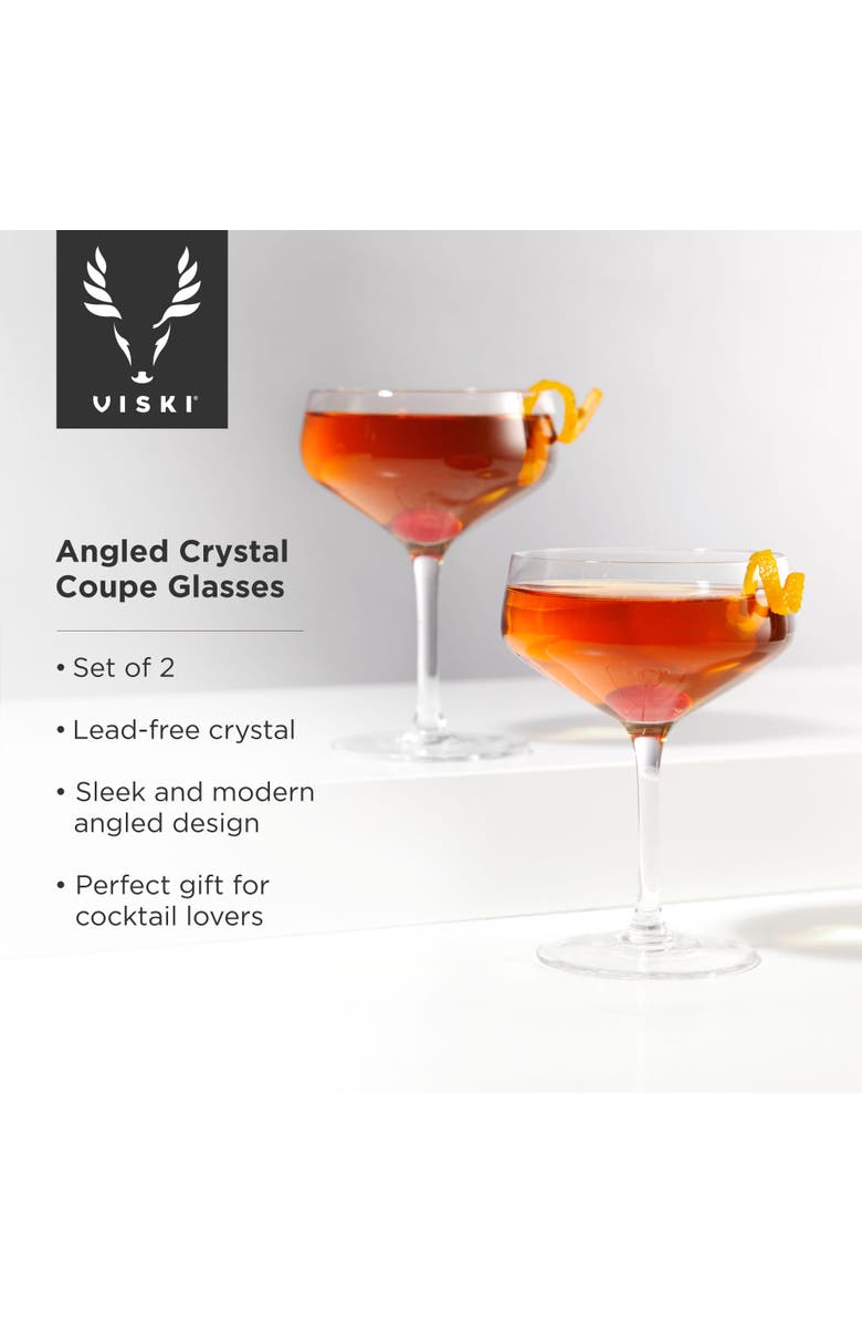 Viski Raye Crystal Angled Coupe Glasses Set of 2, Alternate, color, Clear