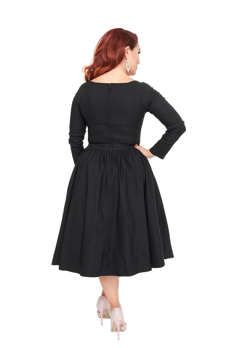 Sweetheart Long Sleeve Swing Dress, Alternate, color, Black