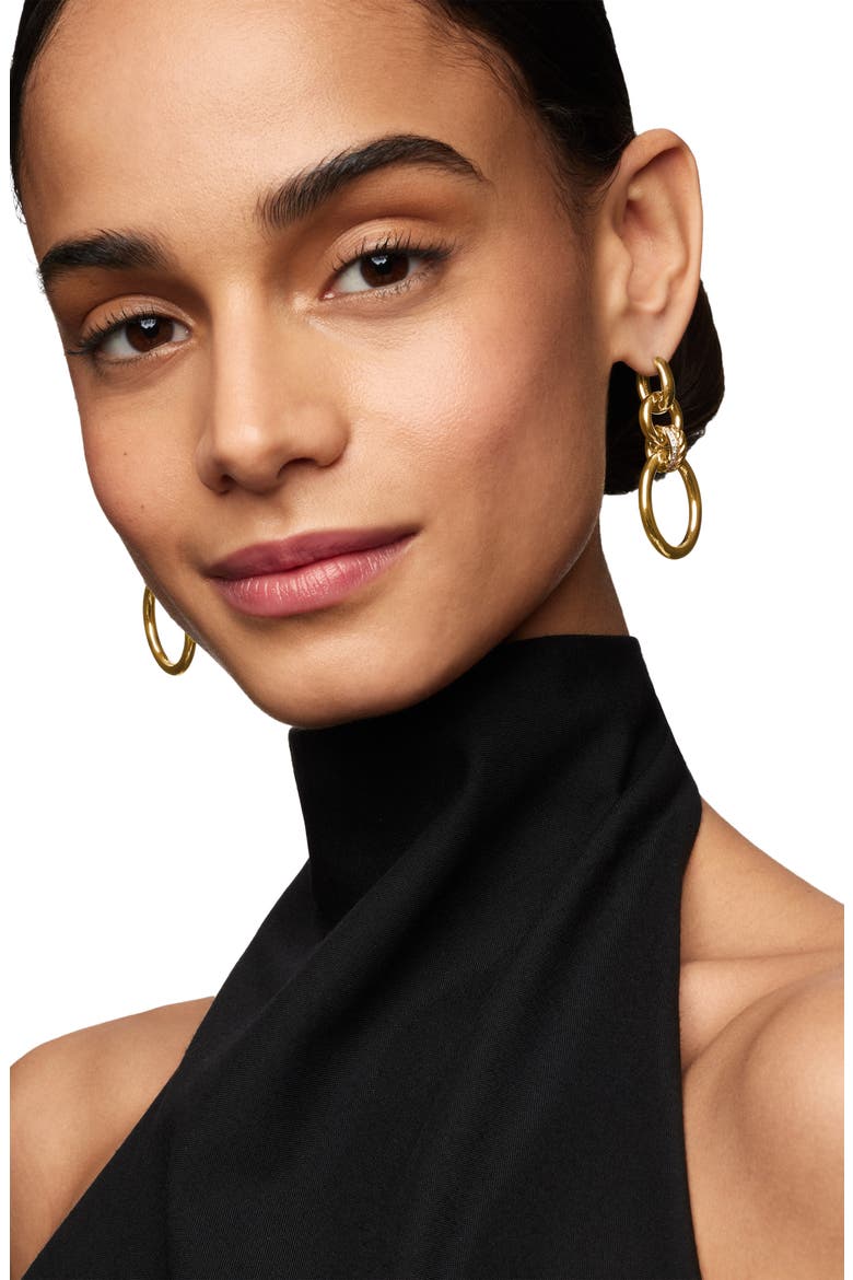 Mercer™ Frontal Hoop Earrings, Alternate, color, 18K YELLOW GOLD/ DIAMOND