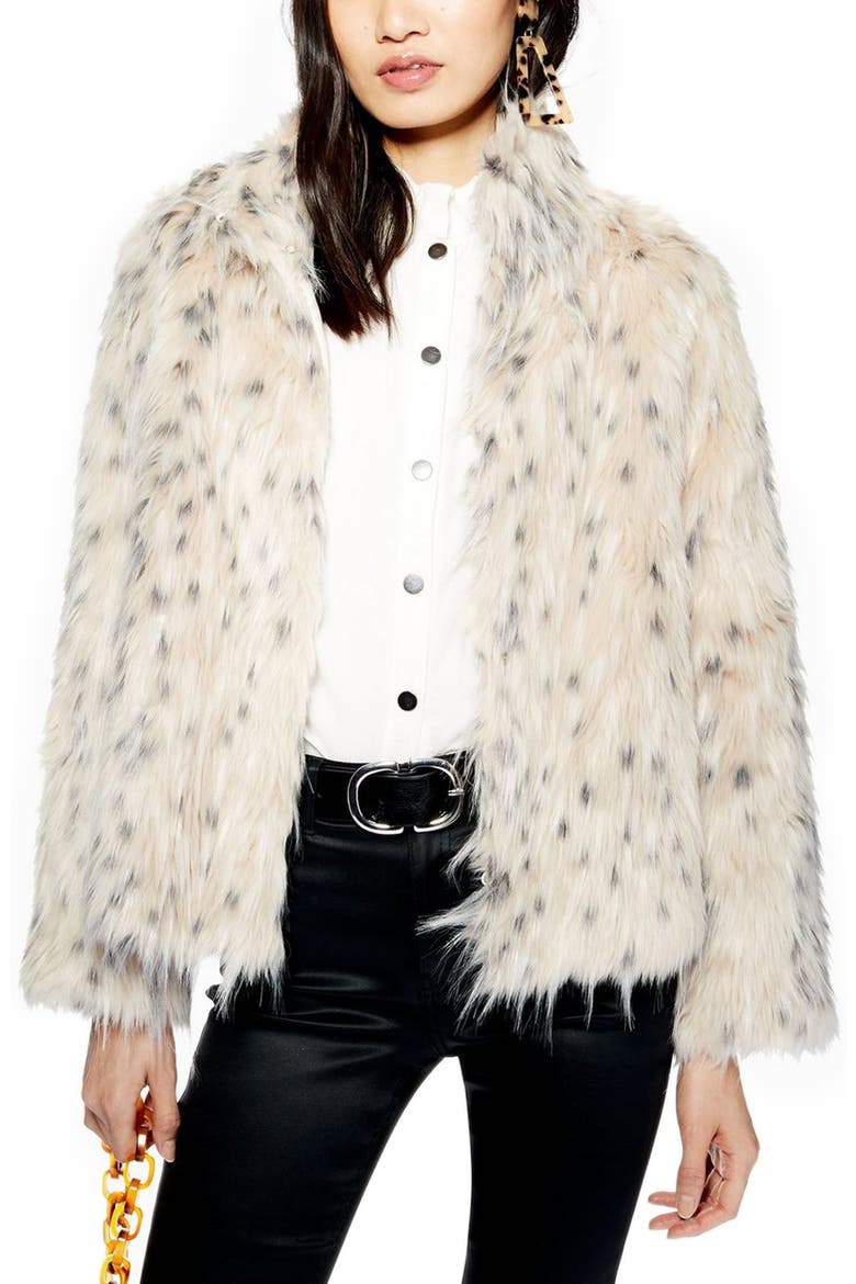 Patsy Snow Leopard Faux Fur Jacket, Alternate, color, BLACK MULTI