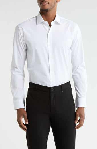 DKNY White Solid Stretch Dress Shirt