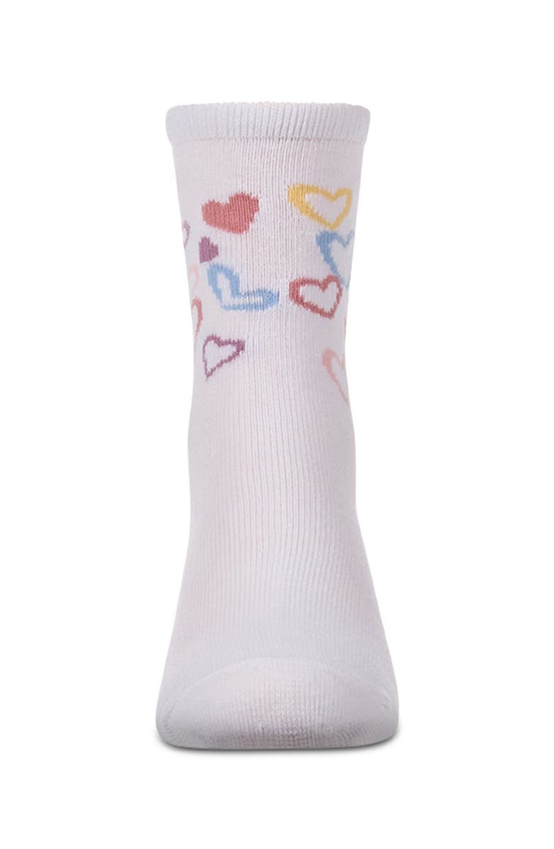 MeMoi Overlapping Fun Hearts Novelty Crew Sock, Alternate, color, White