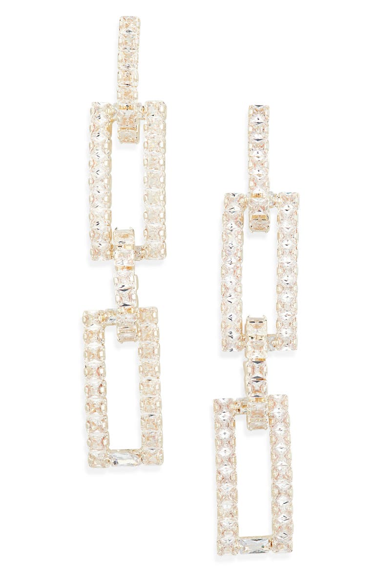 Cubic Zirconia Link Drop Earrings, Main, color, SILVER CZ