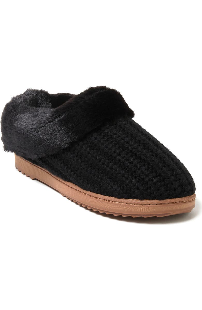 DEARFOAMS Hannah Festive Knit Clog Slipper, Main, color, Black Solid