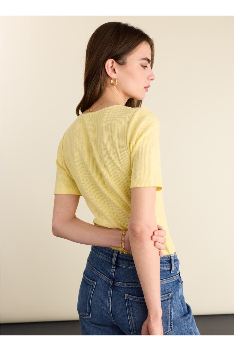 Antoinette Pretty Rib V-Neck Top, Alternate, color, Butter yellow