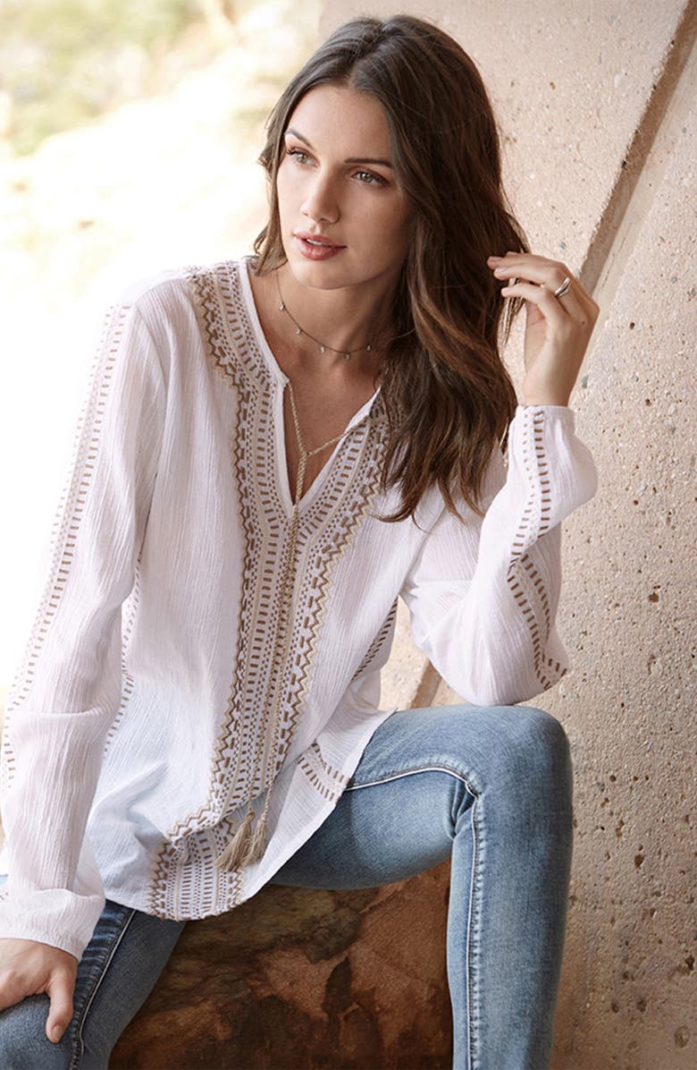 Karen Kane Embroidered Side Slit Tunic Top, Alternate, color,