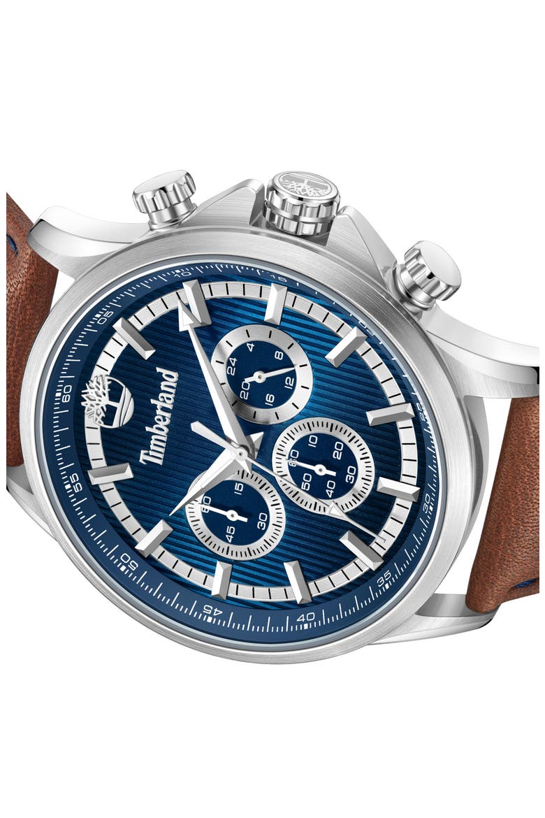 Bernardston Multifunction Chronograph Leather Strap Watch, 45mm, Alternate, color, BROWN