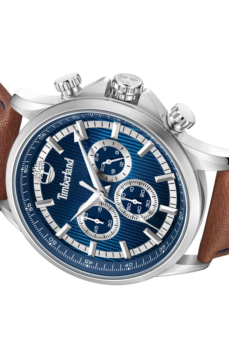 Timberland Bernardston Multifunction Chronograph Leather Strap Watch, 45mm, Alternate, color,
