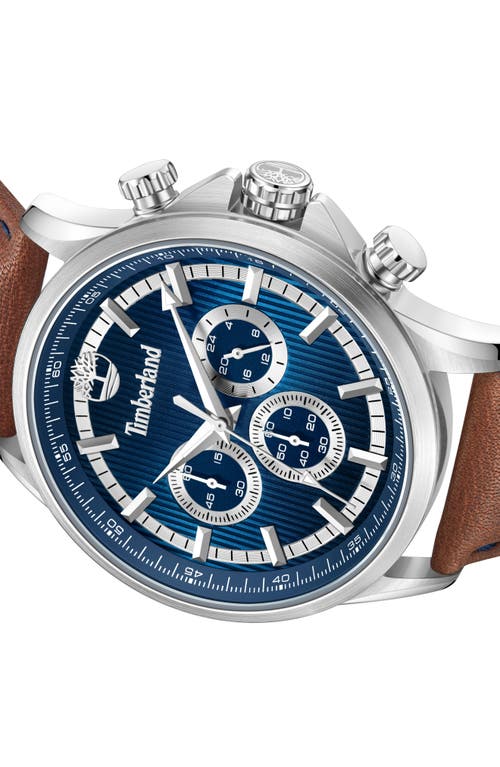 Timberland Bernardston Multifunction Chronograph Leather Strap Watch, 45mm In Brown