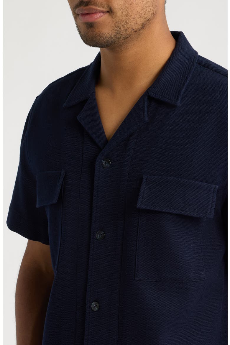Vireo Embroidered Cotton Piqué Camp Shirt, Alternate, color, NAVY-12