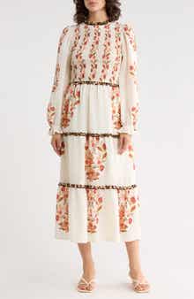 Long Sleeve Smocked Midi Dress