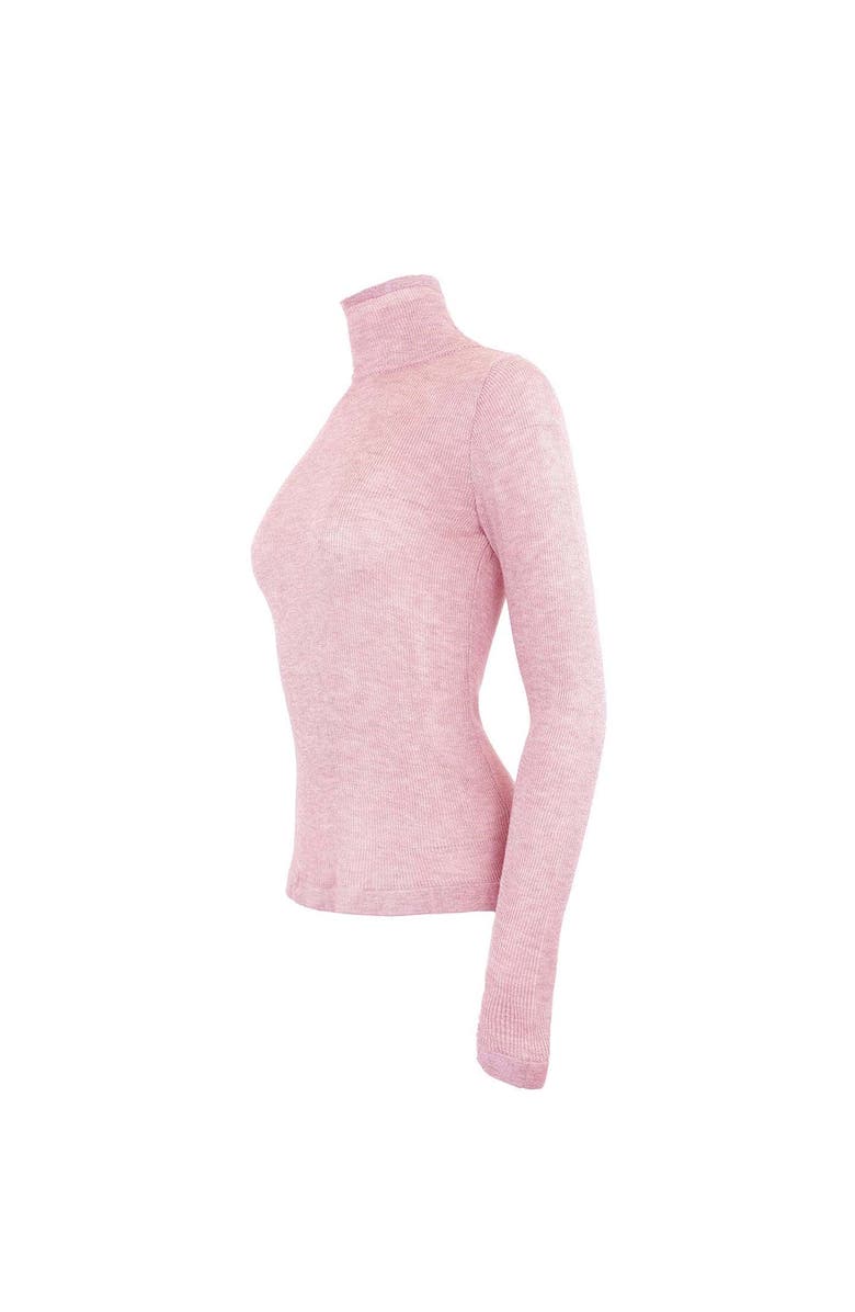 THEO The Label Nomia Sheer Sleeve Crew Neck Sweater, Alternate, color, Powder Puff