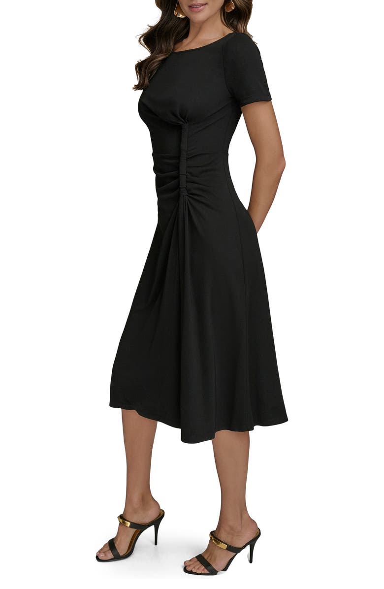 Donna Karan New York Twist Detail Knit Midi Dress, Alternate, color, Black