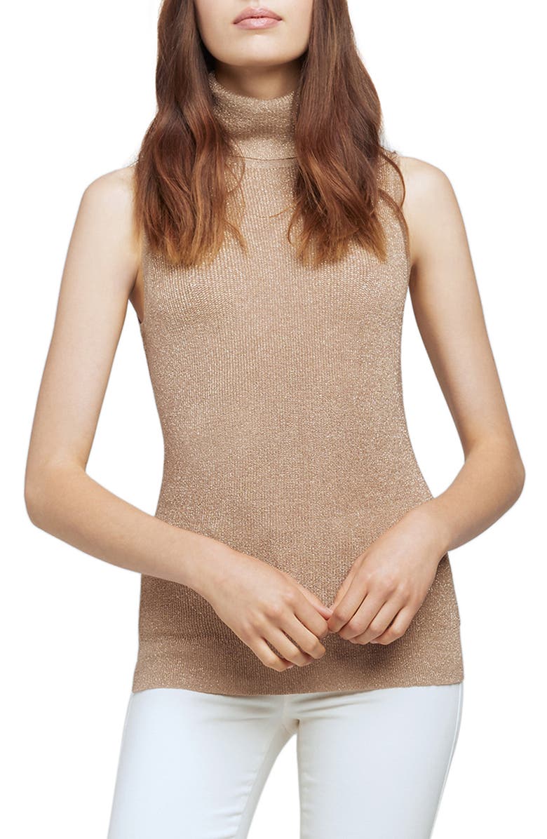 L'AGENCE Sabrina Metallic Sleeveless Turtleneck Sweater, Main, color, 