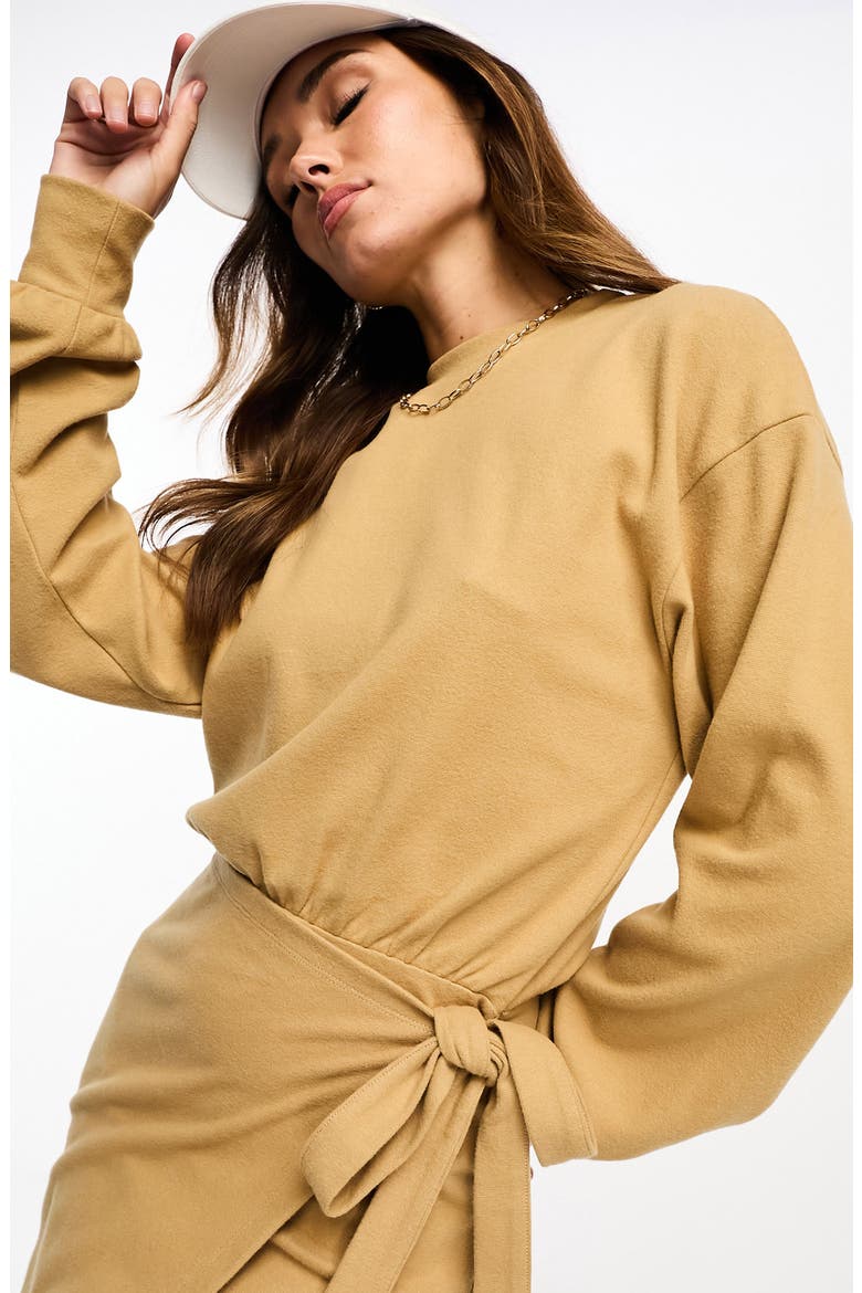 Long Sleeve Wrap Dress, Alternate, color, CAMEL