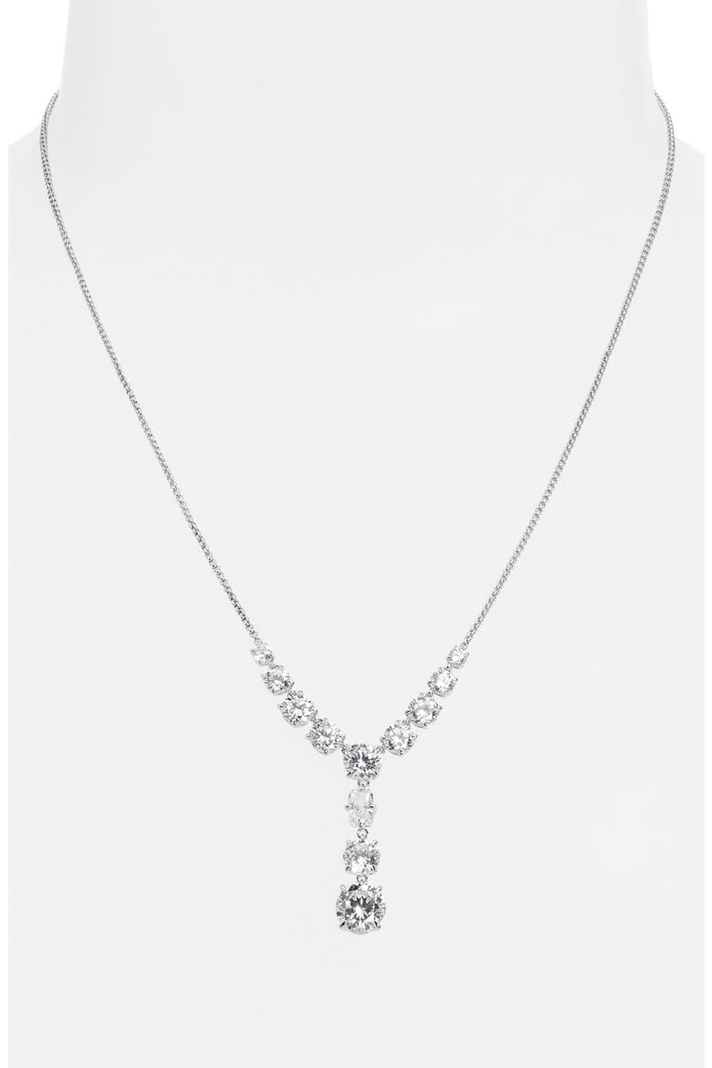 Stellar Cubic Zirconia Y-Necklace, Alternate, color, RHODIUM