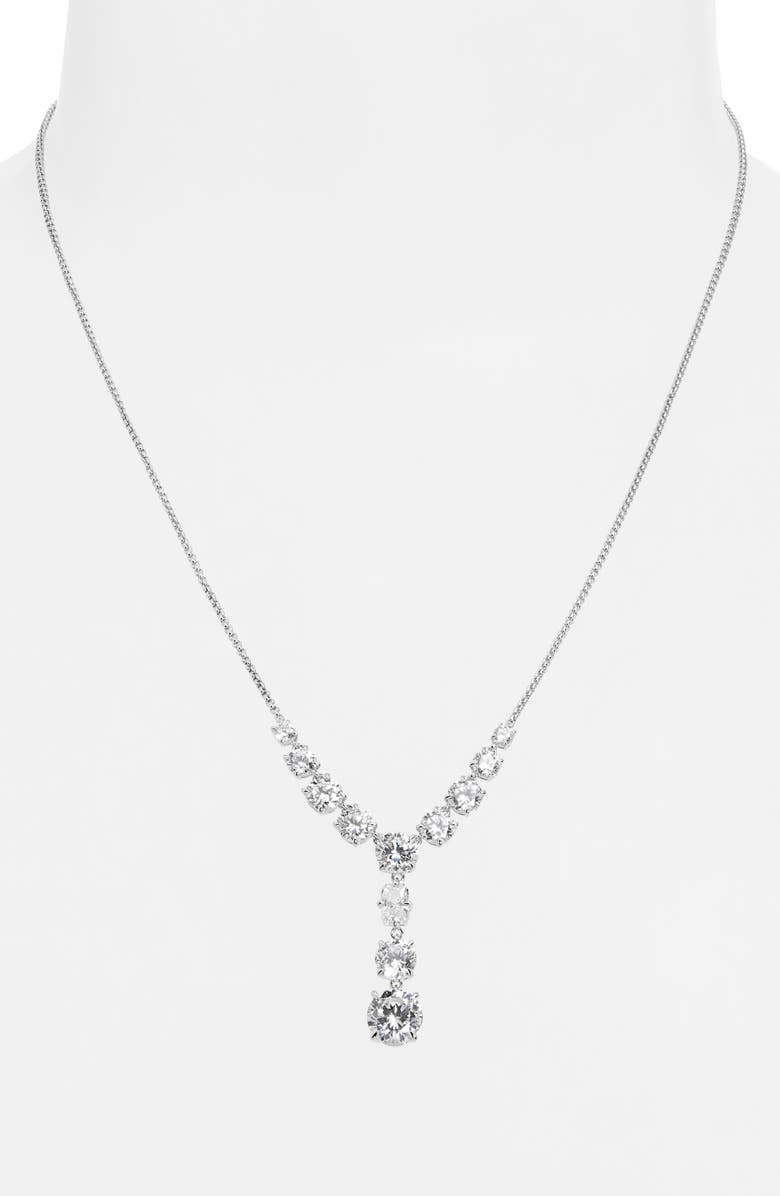 Nadri Stellar Cubic Zirconia Y-Necklace, Alternate, color, Rhodium