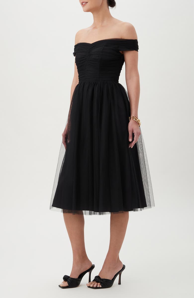 Trina Turk Renai Off the Shoulder Tulle Fit & Flare Dress, Alternate, color,