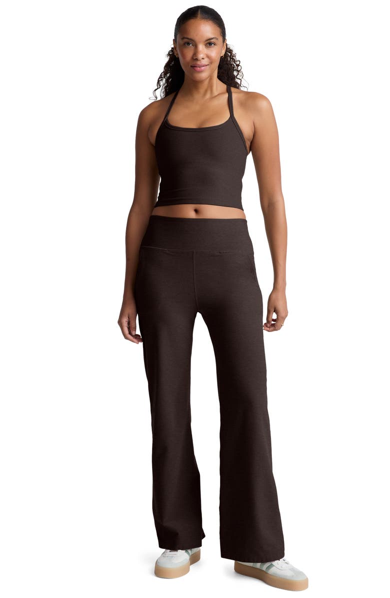 Beyond Yoga Space Dye Slim Racerback Crop Tank, Alternate, color, Dark Chocolate Heather