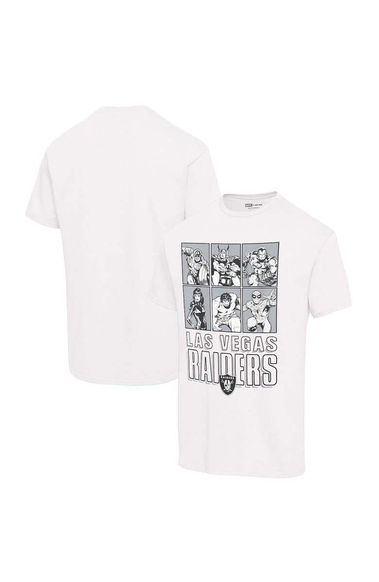 Junk Food Unisex Junk Food White Las Vegas Raiders Disney Marvel Avengers Line-Up T-Shirt, Main, color,