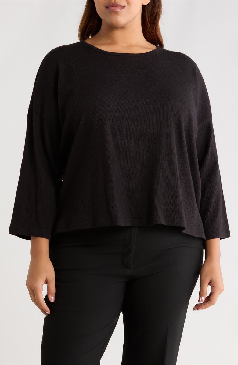 Eileen Fisher Bracelet Sleeve Top, Main, color, Black