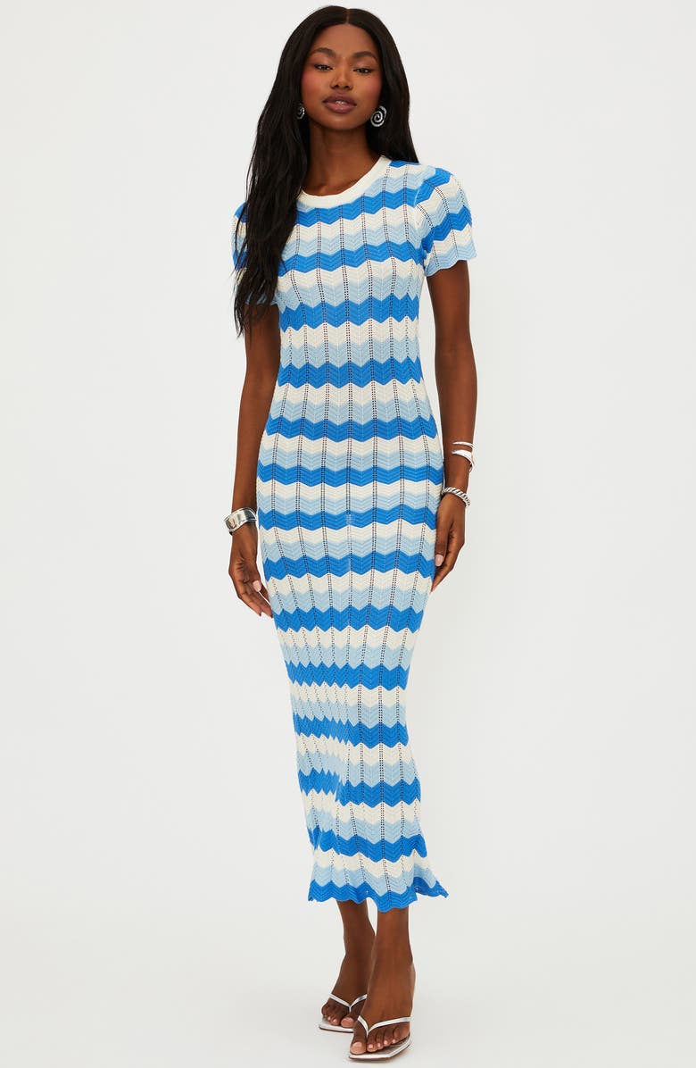 Beach Riot Emory Stripe Pointelle Knit Cover-Up Maxi Dress, Alternate, color, Coastal Waves