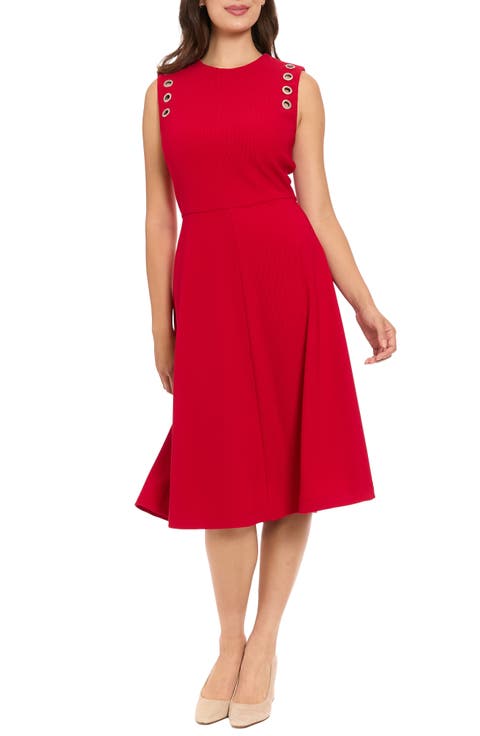Ottoman Grommet Sleeveless Midi Dress