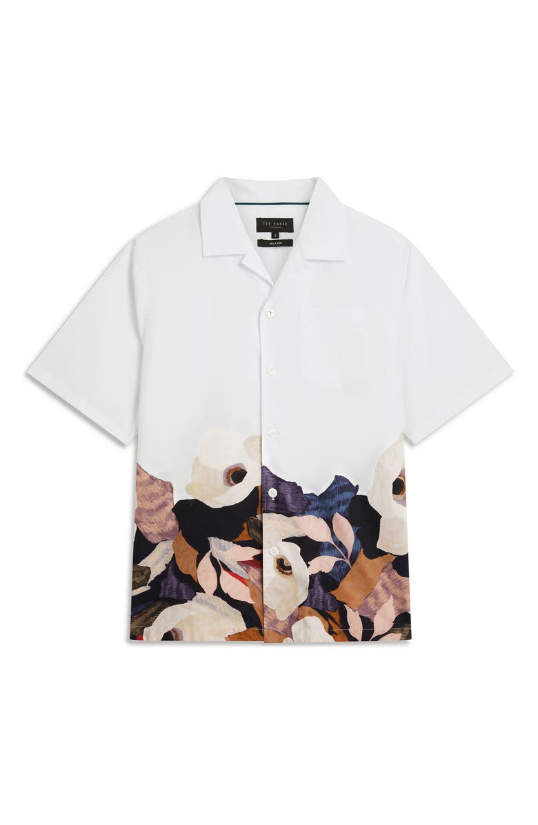 Ted Baker Moussa Floral Cotton Camp Shirt, Alternate, color, White
