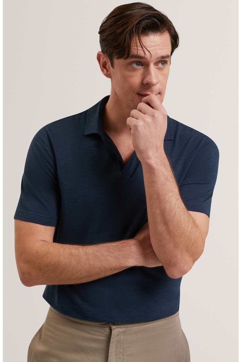 Anito Cotton & Linen Polo, Alternate, color, NAVY