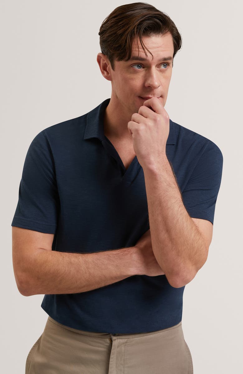 Ted Baker Anito Cotton & Linen Polo, Alternate, color, Navy