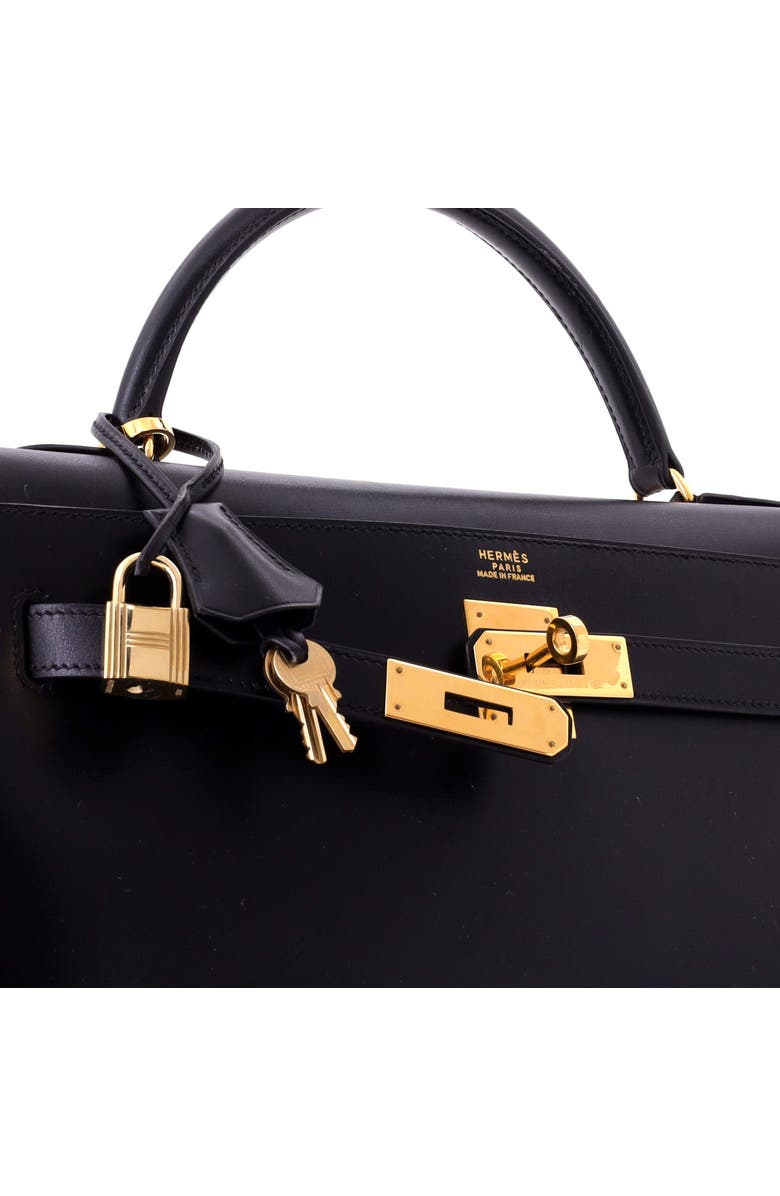 Pre-Owned Hermes Kelly Handbag Black Box Calf with Gold Hardware 32, Alternate, color, Noir