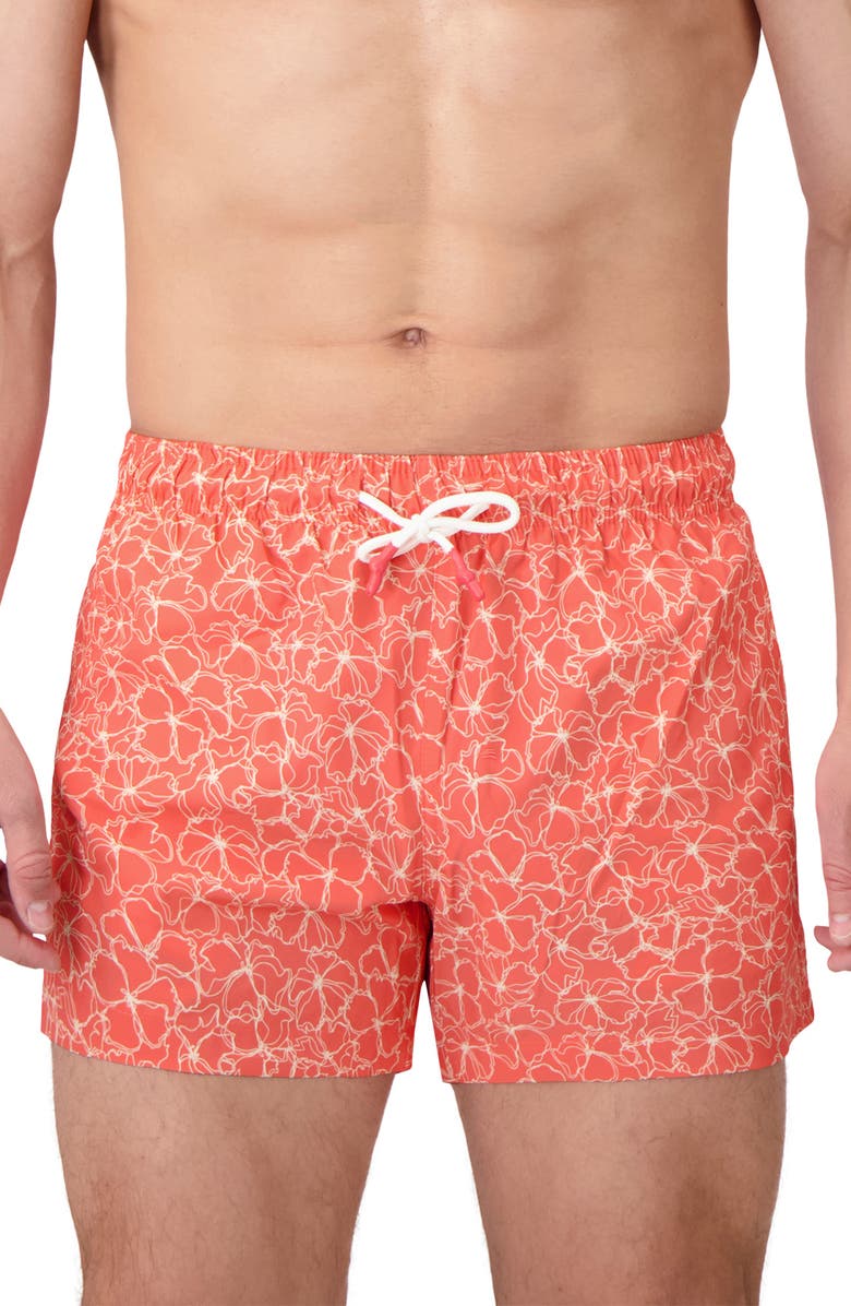 Sunset x Vine Floral Swim Trunks, Main, color, Papaya
