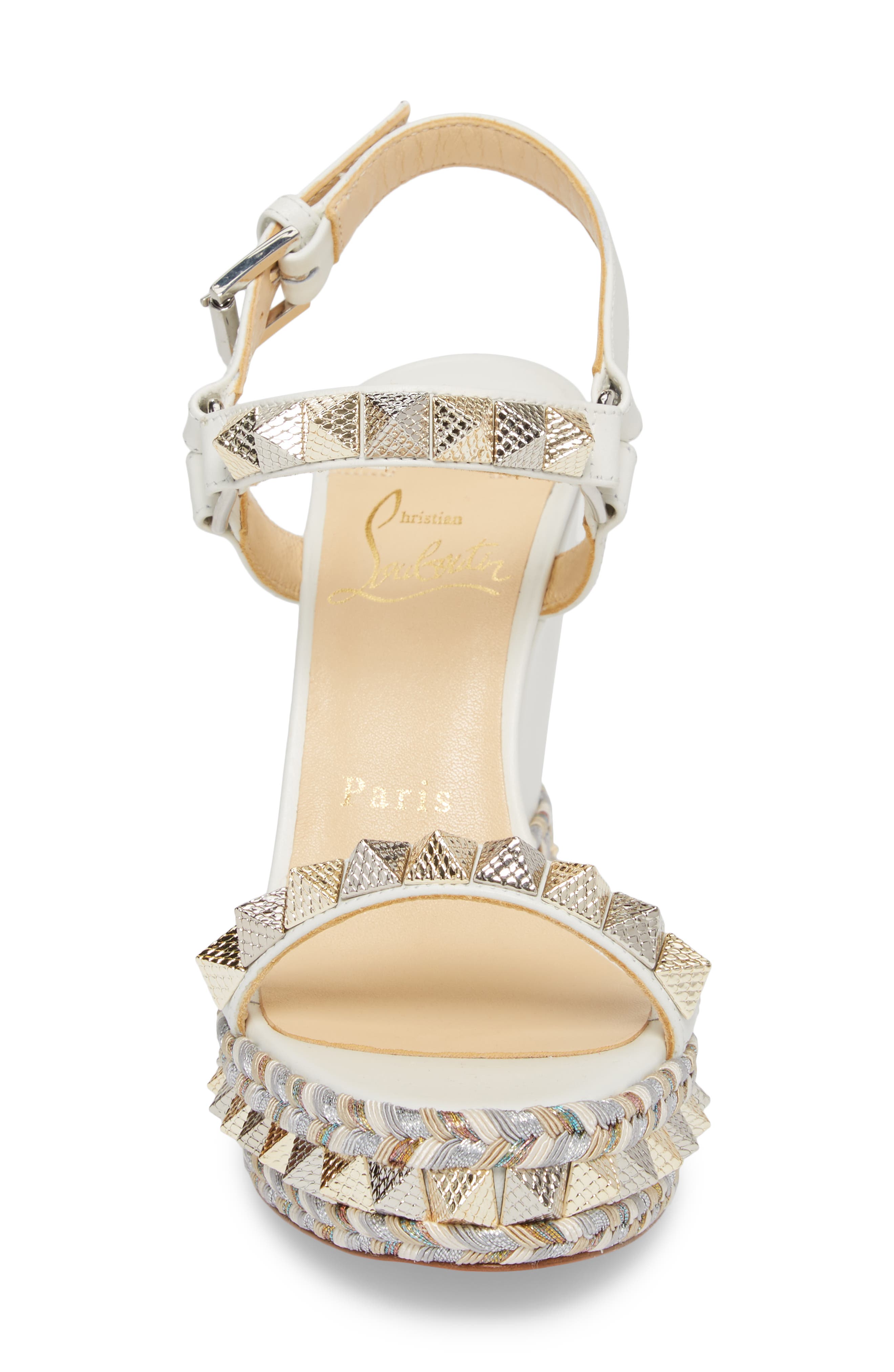Christian Louboutin Pyraclou Wedge Sandal, Alternate, color, 