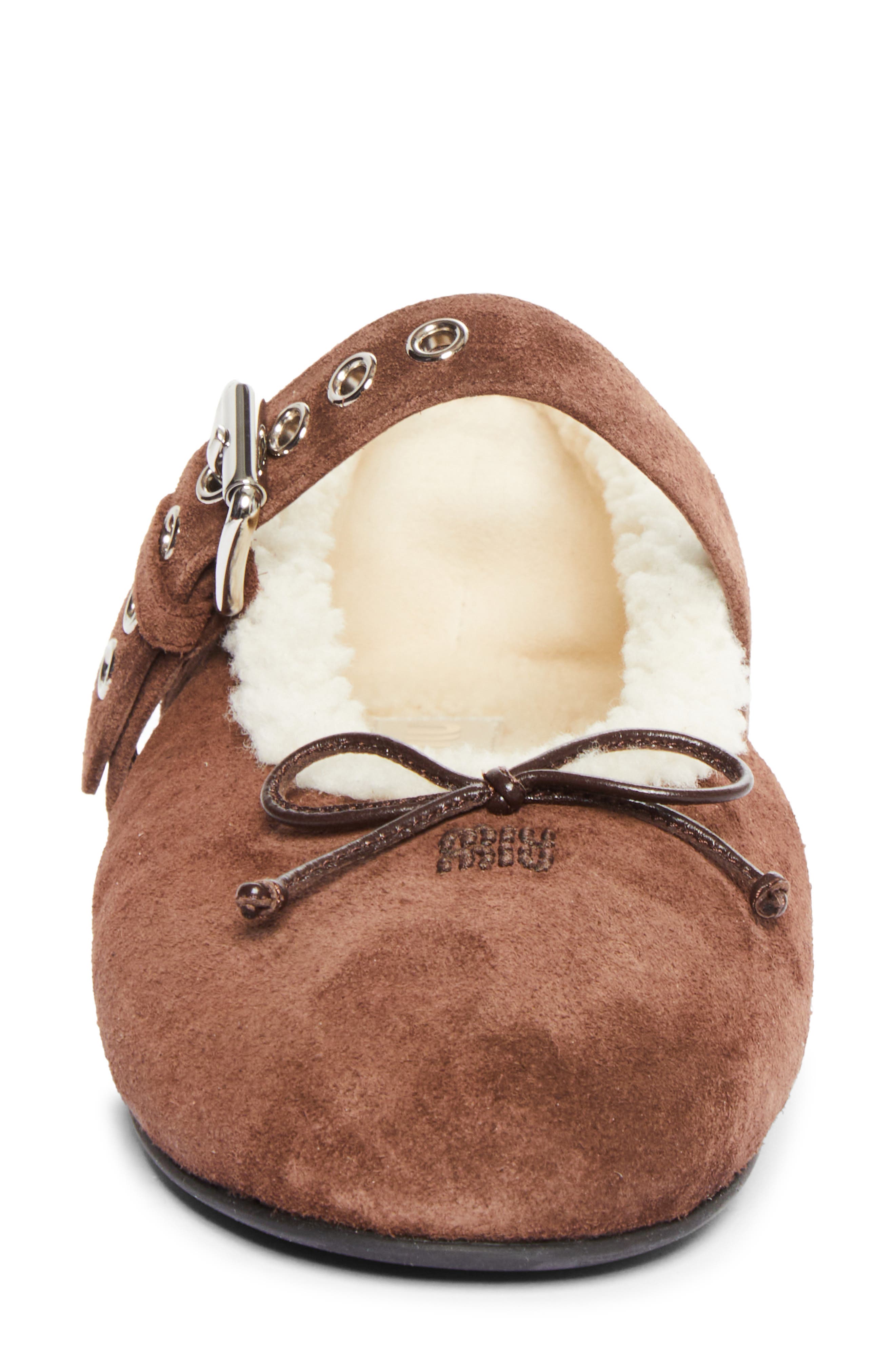 Genuine Shearling Lined Ballet Flat, Alternate, color, MORO
