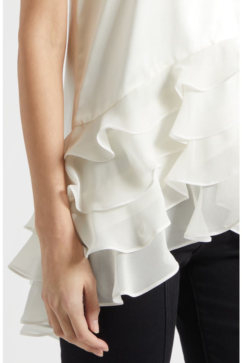 Cabrina Silk Ruffle Top, Alternate, color, IVORY